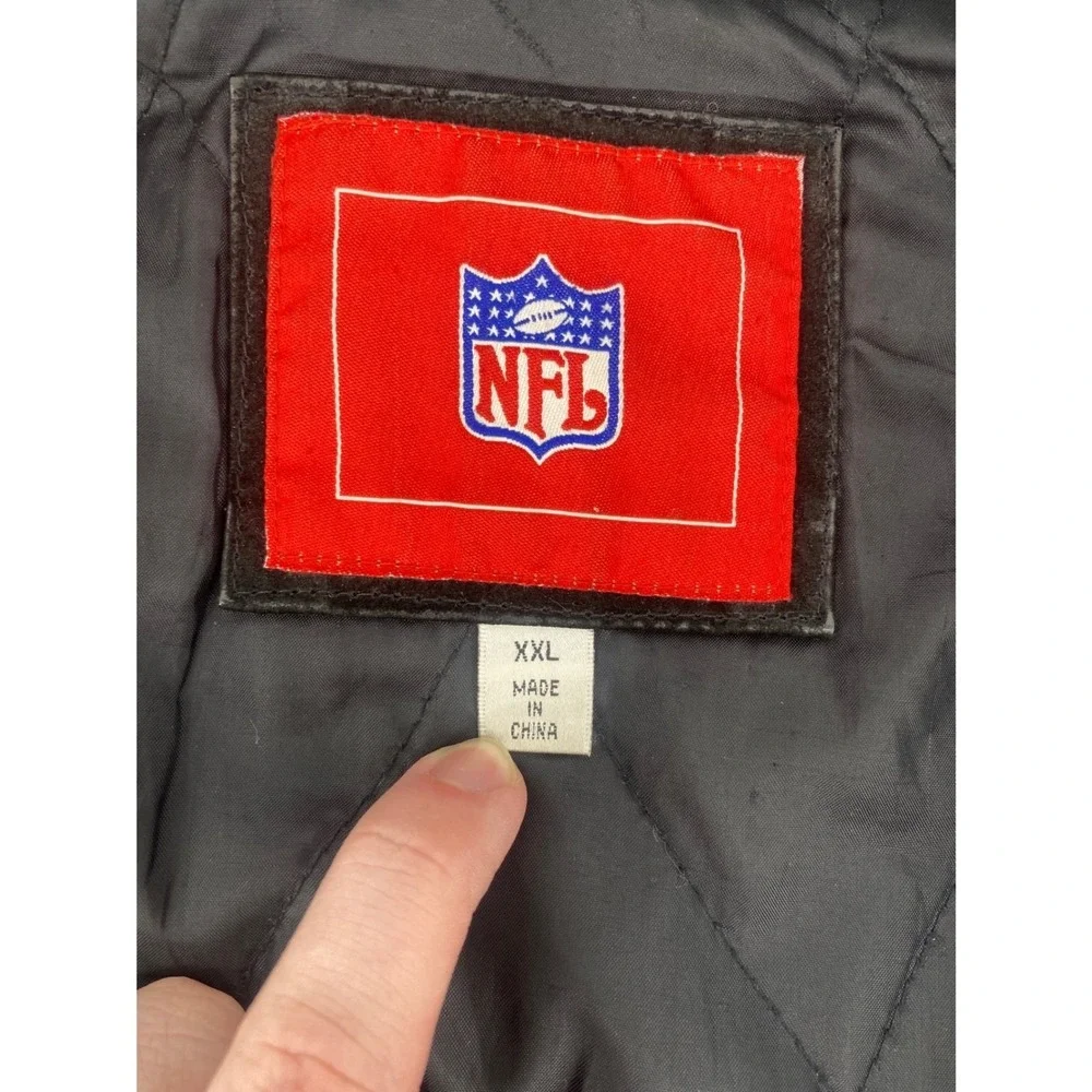 NFL Raiders Varsity Jacket Mens XXL Black Excellent Suede Leather Bomber Coat